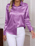 Elegant Turn-down Collar Button-front Satin Long Sleeve Women's Shirt for Daily Commute And Business Casual Wear