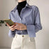 2026 Classic Striped Woman Spring Autumn Blouses Shirt Lady Long Lantern Sleeve Stand Collar Loose Blusas Tops