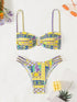 Floral Lace-Up Bikini Set in Yellow