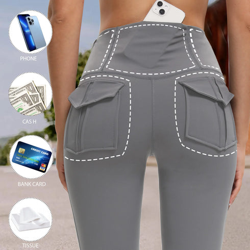Women's High Waisted Flared Yoga Pants with Pockets