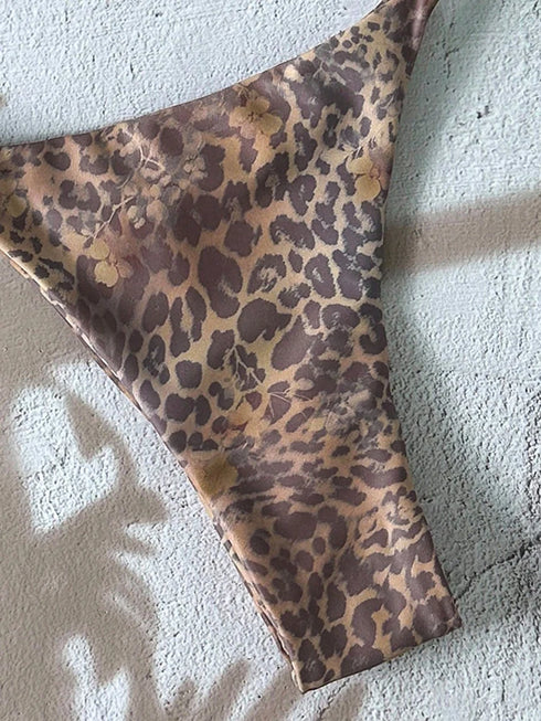 Leopard Print Push Up Bikini Set for Women