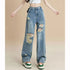 Chic Blue High Waist Loose Flare Jeans