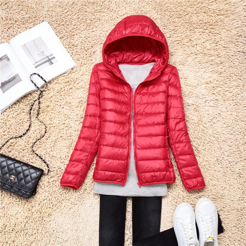 Women’s Lightweight Hooded Puffer Jacket in 15 Colours