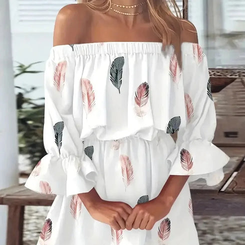 Women’s Off Shoulder Floral Blouse - Boho Summer Top