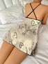 Heart Letter Print Spaghetti Strap Nightdress