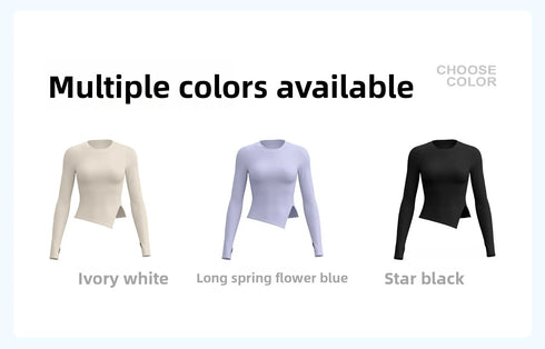 Long Sleeve O-Neck Yoga Top in Solid Colours