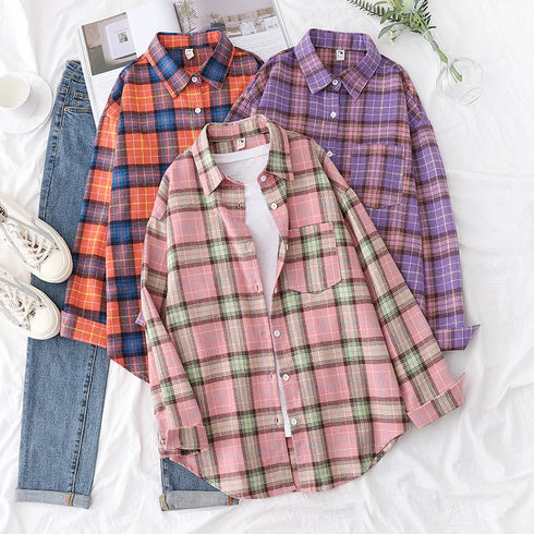Casual Women's Flannel Plaid Shirt - Autumn Collection