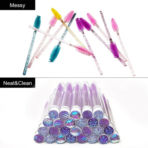 Reusable Eyelash Brush Tube 40pcs Diamond Wands Set Sparkling