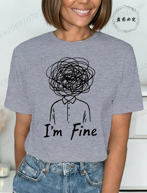 Harajuku I'm Fine Graphic T-Shirt for Women