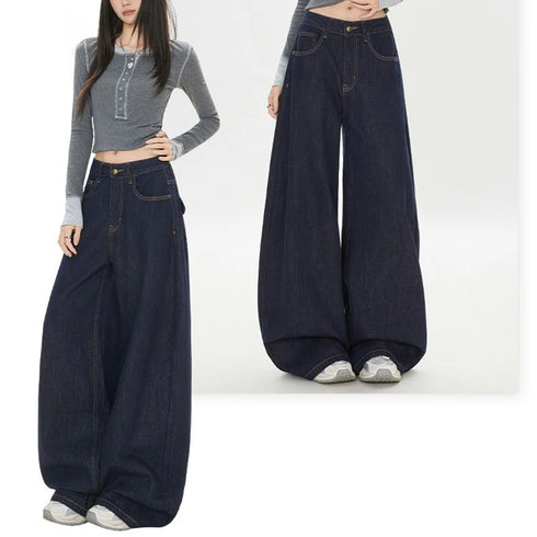 Girls High Waist Wide Leg Denim Jeans in Blue