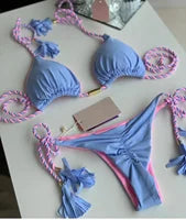 White Lace-Up Bikini Set for Women