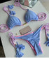 White Lace-Up Bikini Set for Women