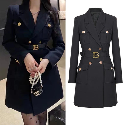 Double Breasted Blazer Dress with Belt