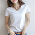 V-Neck Slim Fit Cotton Tee for Women - Classic White & Black