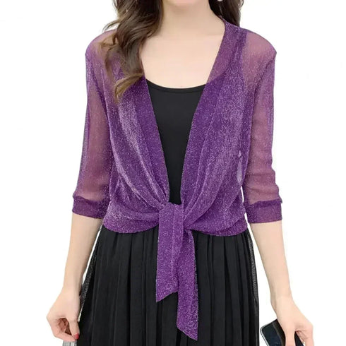 Trendy Lace Short Jacket with Half Sleeves