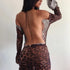 Leopard Backless See-Through Mini Dress