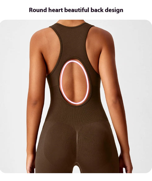 Seamless V-Back Tummy Control Yoga Bodysuit