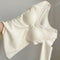 Lace Detail V-Neck Long Sleeve Top in Apricot