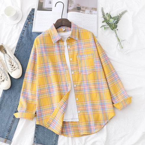 Casual Women's Flannel Plaid Shirt - Autumn Collection