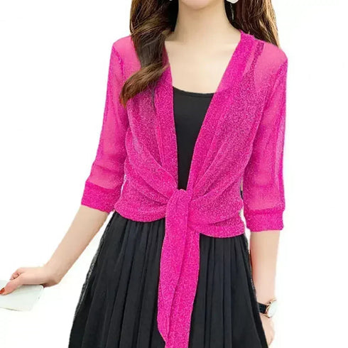 Trendy Lace Short Jacket with Half Sleeves