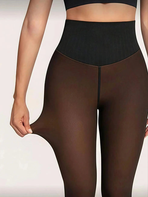 Women's Black Thermal Leggings - Fleece Lined