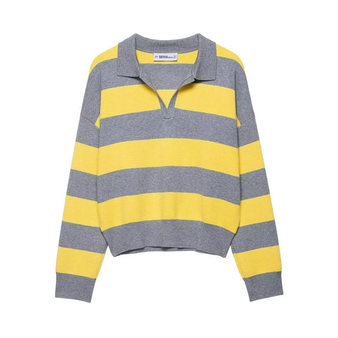 Casual Striped Knitted Pullover Sweater