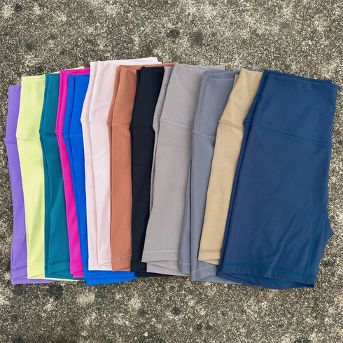 Solid Colour High Waist Yoga Shorts for Women