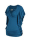 Plus Size Women's Ruffle Sleeve Slant Placket T-shirt