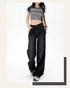 High Waist Loose Fit Black Denim Trousers for Women