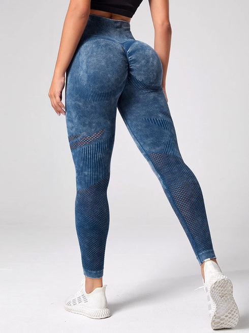 High Waisted Seamless Leggings with Hollowed Out Design
