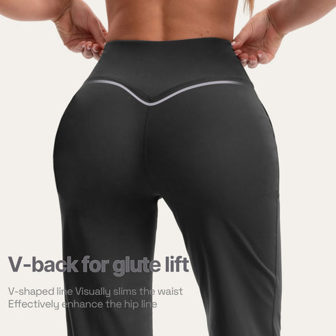 Women's High Waist Flared Yoga Pants with Pockets