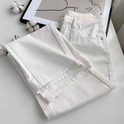 High Waist Fleece Thermal Denim Pants for Women