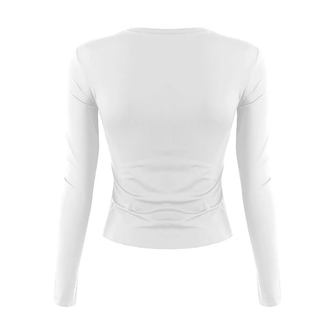 Womens Long Sleeve Bodycon Crop Top - Solid Colours