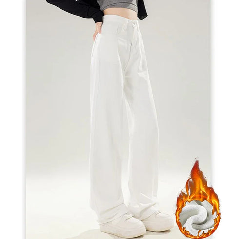 High Waist Fleece Thermal Denim Pants for Women
