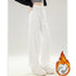 High Waist Fleece Thermal Denim Pants for Women