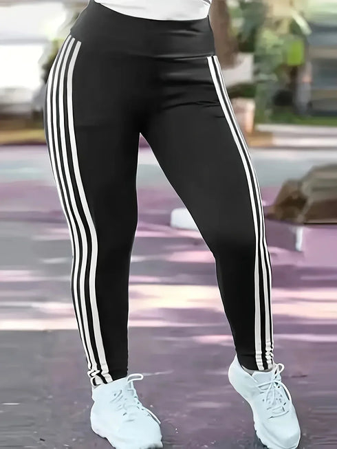 Plus Size Striped Leggings for Women