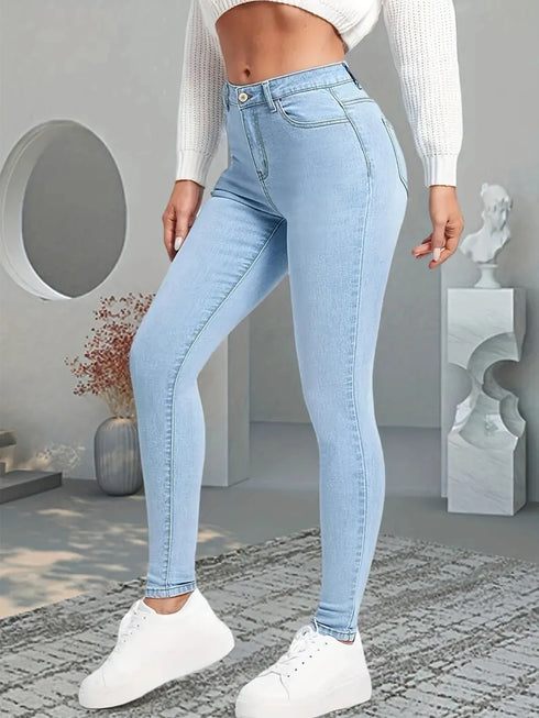 Women's Light Blue Skinny Jeans - Slim Fit Denim Trousers