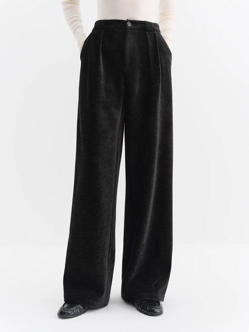 FSLE High-Waisted Straight-Leg Knit Trousers