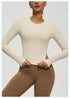 Long Sleeve O-Neck Yoga Top in Solid Colours