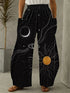 Abstract Star and Moon Print Wide-Leg Pants