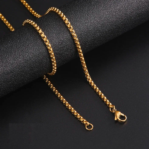 Long Box Chain Necklace in Stainless Steel
