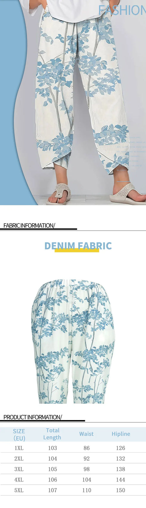 Plus Size Floral Print Ankle-Length Pants