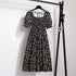 Floral A-Line Chiffon Dress with Short Sleeves
