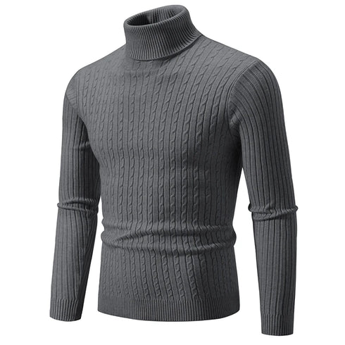 Men's High Neck Casual Knitted Pullover Sweater