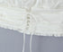 2023 Sexy Corset White Ruched Chest Square Collar Short Puff Sleeve Shirt Women Cross Lacing up Bandage Waist Bodycon Crop Tops