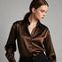 Luxury Satin Finish Shirts And Blouses For Women Clothes Casual Top OL Long Sleeve Single Breasted Elegant French Solid Blouses
