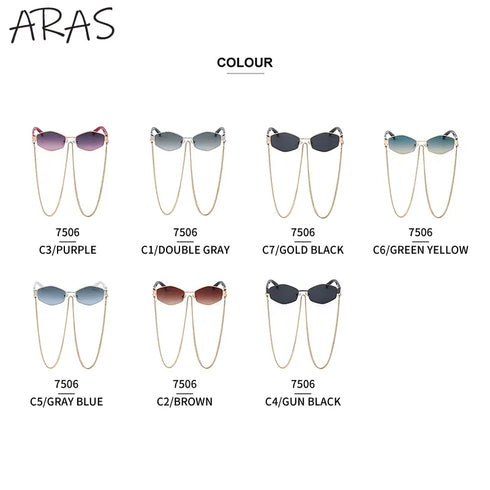 Trendy Retro Hexagon Sunglasses with Chain for Women