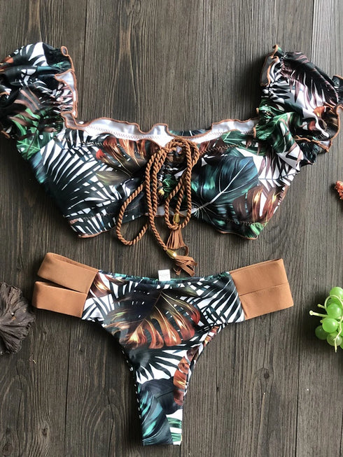 RUOTONGSEPT Ruffle Push Up Bikini Set