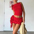 Weird Puss Women 2-Piece Pleated Mini Skirt & Tank Top Set