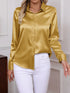 Elegant Turn-down Collar Button-front Satin Long Sleeve Women's Shirt for Daily Commute And Business Casual Wear